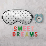 Black and white polka dot silk eye mask sleep facial mask classic simple eye mask with adjustable shoulder strap, light weight