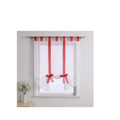 Sunshade Label Top Transparent Curtain Balcony Bow Strap Sunshade Ribbon Window Screen Lifting Curtain