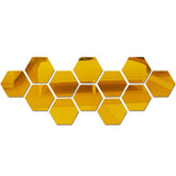 12pcs Hexagonal mirror environmentally friendly acrylic wall sticker background wall decoration crystal three-dimensional mirror sticker