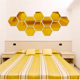 12pcs Hexagonal mirror environmentally friendly acrylic wall sticker background wall decoration crystal three-dimensional mirror sticker