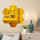 12pcs Hexagonal mirror environmentally friendly acrylic wall sticker background wall decoration crystal three-dimensional mirror sticker