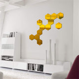 12pcs Hexagonal mirror environmentally friendly acrylic wall sticker background wall decoration crystal three-dimensional mirror sticker