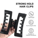 2pcs Women's black hair clip, matte rectangular anti slip clip, suitable for grasping large hair sizes of coarse and fine hair