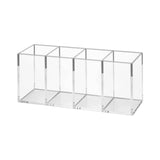 Acrylic pen holder with 4 compartments, transparent pencil storage cup, used for storing desktop office accessorie