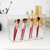 Acrylic pen holder with 4 compartments, transparent pencil storage cup, used for storing desktop office accessorie