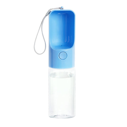 450ml portable and durable pet water bottle with leak proof button, BPA free portable dog bowl outdoor kettle