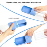 450ml portable and durable pet water bottle with leak proof button, BPA free portable dog bowl outdoor kettle