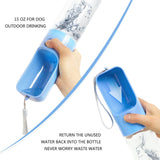 450ml portable and durable pet water bottle with leak proof button, BPA free portable dog bowl outdoor kettle