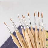 11pcs Wood Detail Paint Brushes Set Miniature Brushes with Triangular Handles for Fine Detailing & Art Painting - Acrylic