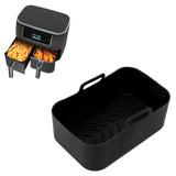 Air Fryer Liners for Dual Air Fryer, Double Silicone Pot Reusable Accessories Airfryer ( Large Black)