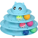 Cat toy drum, 3-layer turntable, interactive cat toy ball with six colored balls, fun for cats, physical and mental exercise