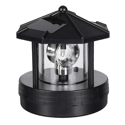 LED Solar Powered Lighthouse,360 Degree Rotating Lamp Waterproof Statue Rotating Lights for Garden Yard Outdoor Décor, Black In Australia - Darrahopens