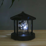 LED Solar Powered Lighthouse,360 Degree Rotating Lamp Waterproof Statue Rotating Lights for Garden Yard Outdoor Décor, Black