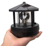 LED Solar Powered Lighthouse,360 Degree Rotating Lamp Waterproof Statue Rotating Lights for Garden Yard Outdoor Décor, Black