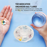 Pill organizer, transparent pill box for 7 days, weekly pill plan with notes for Sunday to Saturday pills