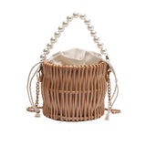 Women's straw bag, pearl handmade woven handbag, beach straw bag, willow wicker handbag, summer woven crossbody bag In Australia - Darrahopens