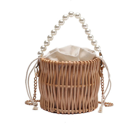 Women's straw bag, pearl handmade woven handbag, beach straw bag, willow wicker handbag, summer woven crossbody bag In Australia - Darrahopens