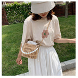 Women's straw bag, pearl handmade woven handbag, beach straw bag, willow wicker handbag, summer woven crossbody bag
