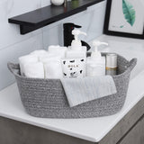 Woven Cotton Rope Storage Basket, Cube Changing Table Organizer for Closet Towels, Baby Nursery Bin, Small Dog Cat Toy Box