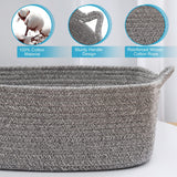 Woven Cotton Rope Storage Basket, Cube Changing Table Organizer for Closet Towels, Baby Nursery Bin, Small Dog Cat Toy Box