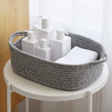 Woven Cotton Rope Storage Basket, Cube Changing Table Organizer for Closet Towels, Baby Nursery Bin, Small Dog Cat Toy Box