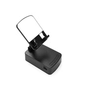 Mobile phone holder with wireless speaker, telescopic desktop phone holder, speaker black, portable, charging, watching TV shows