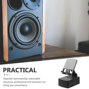 Mobile phone holder with wireless speaker, telescopic desktop phone holder, speaker black, portable, charging, watching TV shows