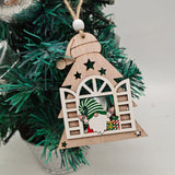 4pcs Christmas Tree Wooden Crafts Decoration Window Opening Elderly Pendant Creative Christmas Accessories