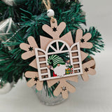 4pcs Christmas Tree Wooden Crafts Decoration Window Opening Elderly Pendant Creative Christmas Accessories
