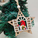4pcs Christmas Tree Wooden Crafts Decoration Window Opening Elderly Pendant Creative Christmas Accessories
