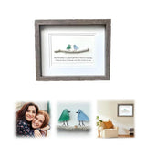 Sea Glass Art, Sea Glass Birds, Handmade Friendship Gift, Sea Glass Rainbow Birds Artwork Framed, Seaglass Birds on Branch Decor