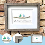 Sea Glass Art, Sea Glass Birds, Handmade Friendship Gift, Sea Glass Rainbow Birds Artwork Framed, Seaglass Birds on Branch Decor