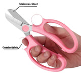 Garden Scissors, Pink Floral Shears, Flower Scissors , Garden Pruning Shears with Comfortable Handles, Garden Clippers
