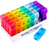 Monthly Pill Organizer For 30 Day, 2 Times a Day, One Month Pill Case AM PM, Travel 4 Week Pill Box, 31 Day Pill Medicine