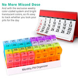 Monthly Pill Organizer For 30 Day, 2 Times a Day, One Month Pill Case AM PM, Travel 4 Week Pill Box, 31 Day Pill Medicine