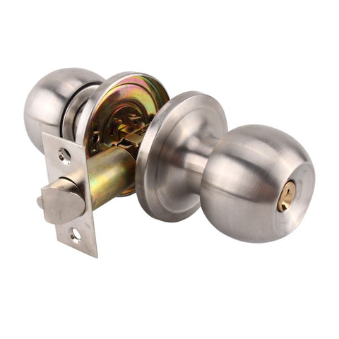 Stainless Steel Ball Privacy Door Knob ,Interior Door Knobs with Lock and 3 Keys,Lock The Door with The Key,for Bedroom Bathroom
