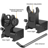 Flip Up Iron Sights Front & Rear Sight Dot Sight Compatible, Folding Back Up Sight ,Foldable Flat-top Co-Witness Sights