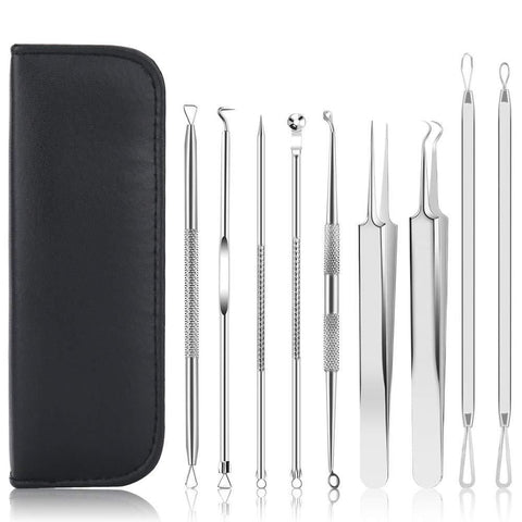 Blackhead Remover, 9 PCS Pimple Popper ，Stainless Steel Pimple Extractor Blackhead Removal Tool Risk Free Treatment for Blemish
