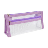 2 pcs Pencil Case , Travel Makeup Bag, Cute Transparent Stationary Organizer Pen Bag for Adult Office College