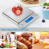 Digital Kitchen Scale 3000g x 0.1g Jewelry Gold Silver Coin Gram Pocket Size Herb Grain for Food, Cooking,with 2 Trays
