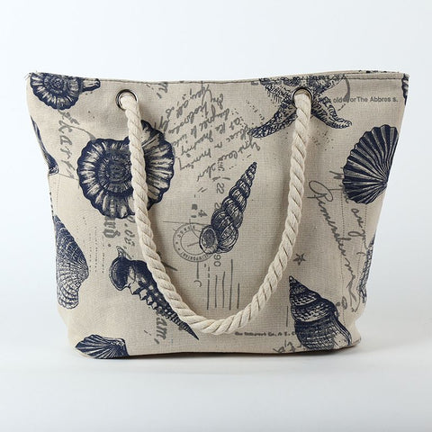 Large Vintage Print Canvas Tote Shoulder Bag Handbagnt Cotton Canvas Tote Shoulder Bag Handbag Beige