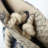 Large Vintage Print Canvas Tote Shoulder Bag Handbagnt Cotton Canvas Tote Shoulder Bag Handbag Beige
