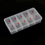 Press On Nail Storage Box, 10-Grid Acrylic Nail Tip Organizer Box, 10 Spaces Empty Clear Plastic Numeral Vitamins Pill Box