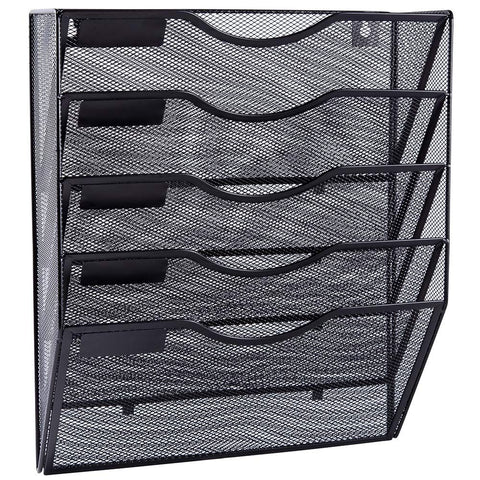 5 Pocket Mesh Hanging Wall File Organizer, Wall Mounted Mail Paper Document Folder Holder, Clipboard Storage Organization In Australia - Darrahopens
