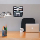 5 Pocket Mesh Hanging Wall File Organizer, Wall Mounted Mail Paper Document Folder Holder, Clipboard Storage Organization