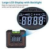 Digital Angle Finder Magnetic & Level Bubble Vial 4 X 90°Angle Gauge Inclinometer, Mini Level Bevel Gauge Protractor