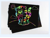 10pcs Scratch Paper Art Set, Rainbow Scratch Paper Crafts Supplies Black Scratch Drawing Pads Boards Sheets Notes Cards