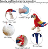 Indestructible Plush Parrot Dog Toy, Upgraded Dog Squeak Toys Tug of War Squeaky Parrot Dog Toys, Stuffing Toy
