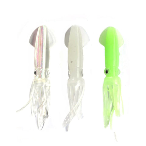 3PCS Luminous Octopus Soft Lure - Glow in The Dark Artificial Fishing Bait with 3D Fishing Eyes and Curly Tentacles