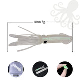 3PCS Luminous Octopus Soft Lure - Glow in The Dark Artificial Fishing Bait with 3D Fishing Eyes and Curly Tentacles